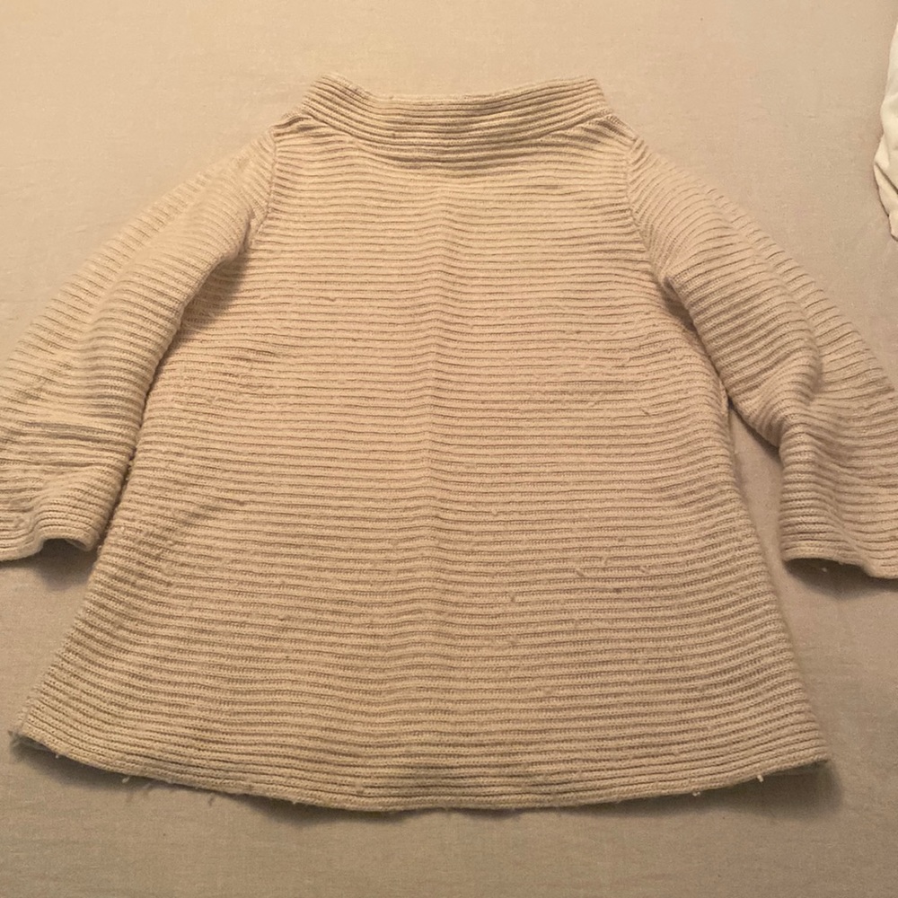 Ribbed boat neck sweater with 3 quarter length sleeves